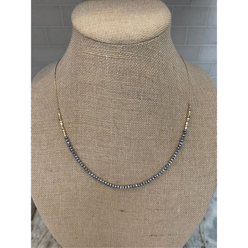 Black Crystals and Gold Necklace #black necklace
